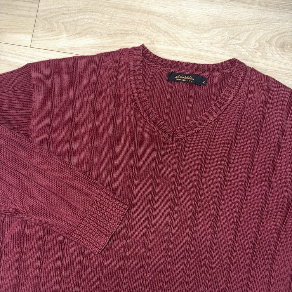 VINTAGE Brooks Brothers Sweater Adult XL Burgundy Cable Knit Pullover Cotton USA